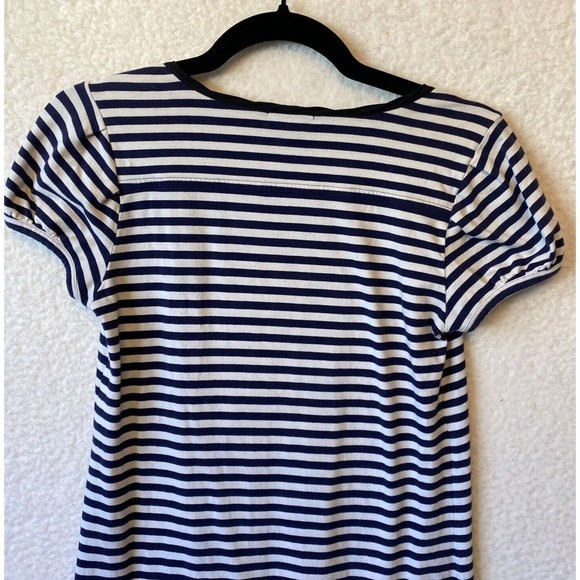 THEORY Striped Blue White Cotton Blend T-shirt Dress with Silk Trim Size‎ S - Picture 9 of 9